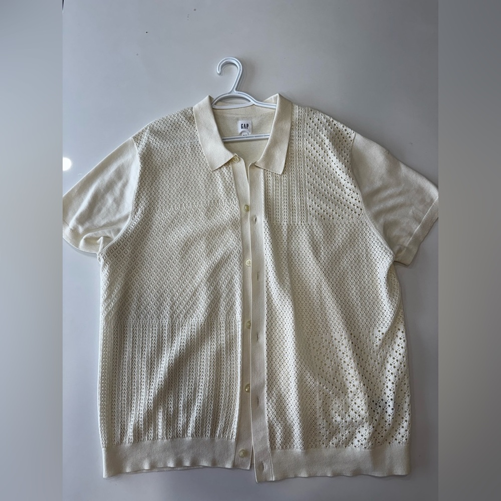 Cream button-up dress shirt – Gap (linen/summer style)